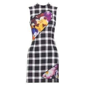 Christopher Kane Virgin Wool Orchid Plaid Print Dress